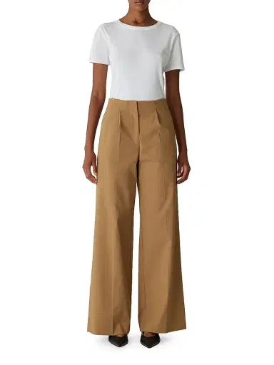 Rebecca Taylor Women's Cotton Sateen Wide-Leg Trousers - Dark Navy | Thumbnail 2 Rebecca Taylor Women's Cotton Sateen Wide-Leg Trousers - Dark Navy | Thumbnail 2