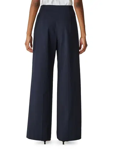 Rebecca Taylor Women's Cotton Sateen Wide-Leg Trousers - Dark Navy | Thumbnail 5 Rebecca Taylor Women's Cotton Sateen Wide-Leg Trousers - Dark Navy | Thumbnail 5