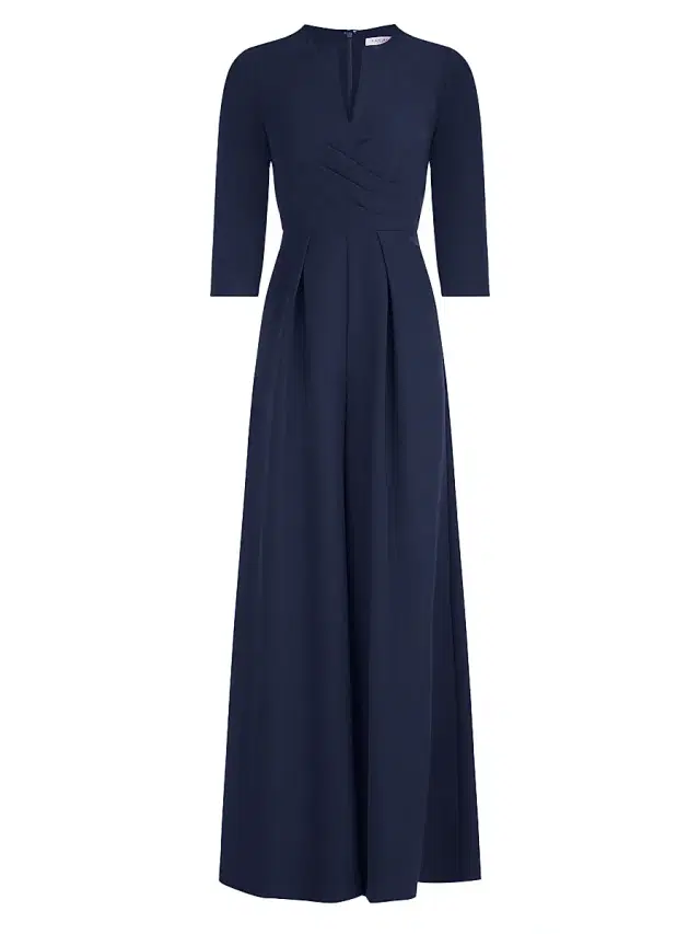 Kay Unger Women's Macie Wide-Leg Jumpsuit - Dark Midnight