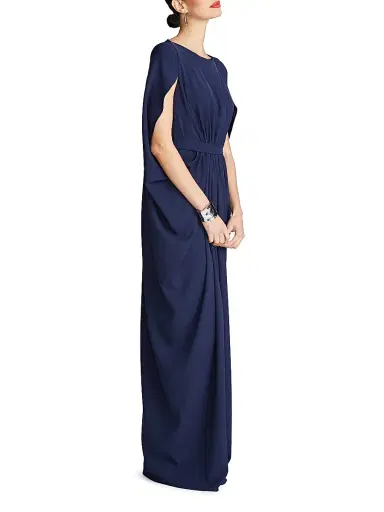 Halston Women's Starla Capelet Gown - Navy | Thumbnail 5