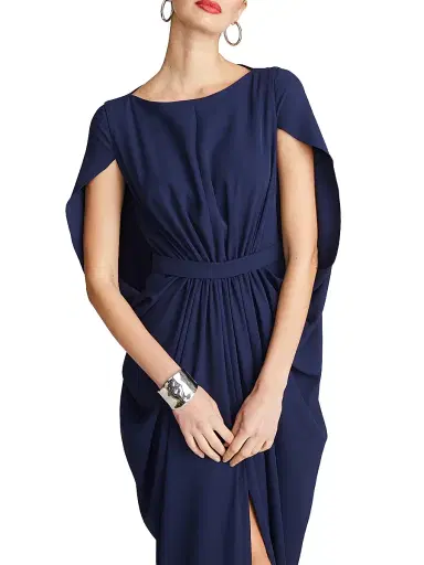 Halston Women's Starla Capelet Gown - Navy | Thumbnail 6