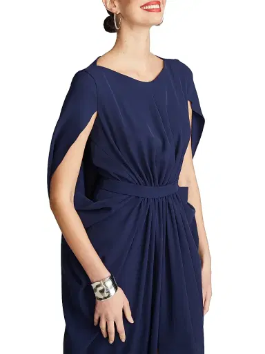 Halston Women's Starla Capelet Gown - Navy | Thumbnail 7