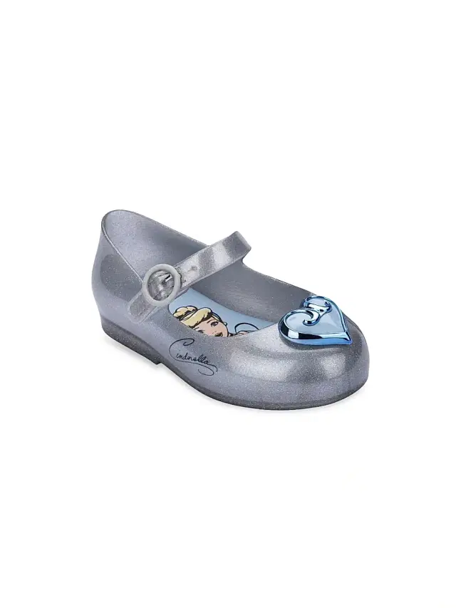 Mini Melissa Little Girl's Mini Sweet Love Cinderella Flats - Silver Blue 6 (Baby)