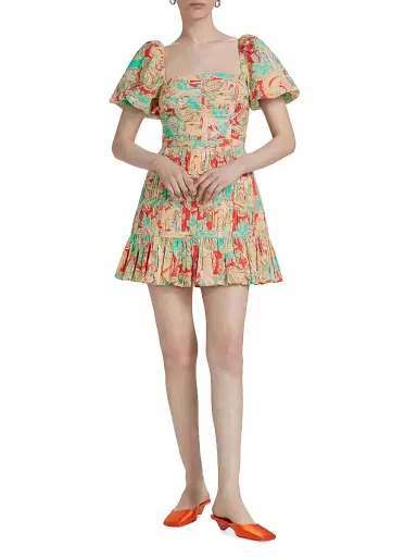 AMUR Women's Martin Paisley Ruched Minidress - Desert Paisley | Thumbnail 2 AMUR Women's Martin Paisley Ruched Minidress - Desert Paisley | Thumbnail 2
