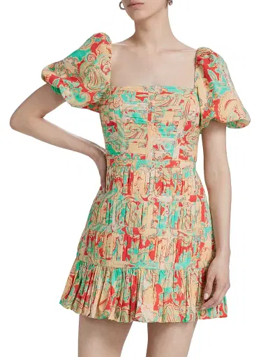 AMUR Women's Martin Paisley Ruched Minidress - Desert Paisley | Thumbnail 3 AMUR Women's Martin Paisley Ruched Minidress - Desert Paisley | Thumbnail 3