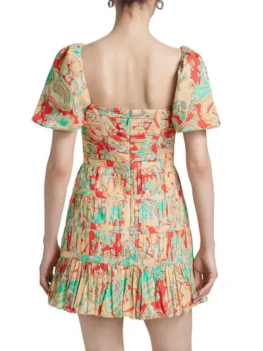 AMUR Women's Martin Paisley Ruched Minidress - Desert Paisley | Thumbnail 5 AMUR Women's Martin Paisley Ruched Minidress - Desert Paisley | Thumbnail 5