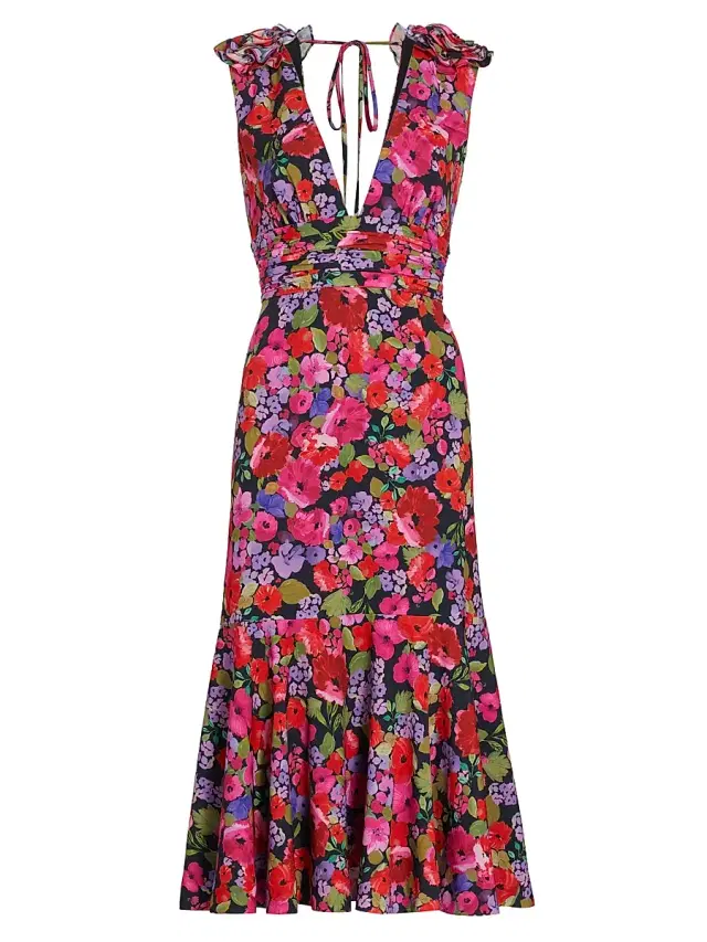 AMUR Women's Sorena Floral Ruched Midi-Dress - Vintage Flowers