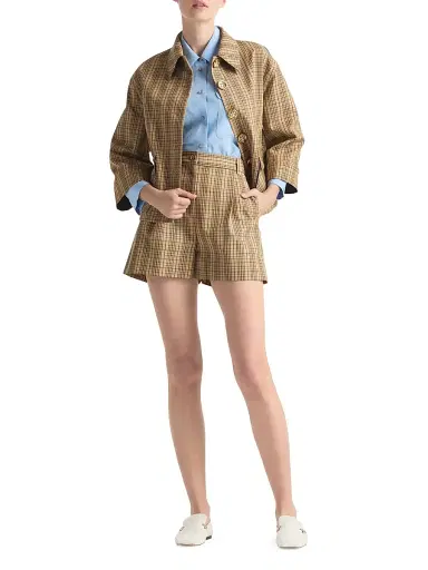 St. John Women's Collection Line Technical Plaid Shorts | Thumbnail 2 St. John Women's Collection Line Technical Plaid Shorts | Thumbnail 2