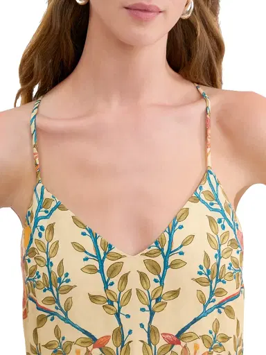 Rebecca Taylor Women's Cleo Printed Linen-Blend A-Line Maxi Dress - Butter Cream Multi | Thumbnail 5