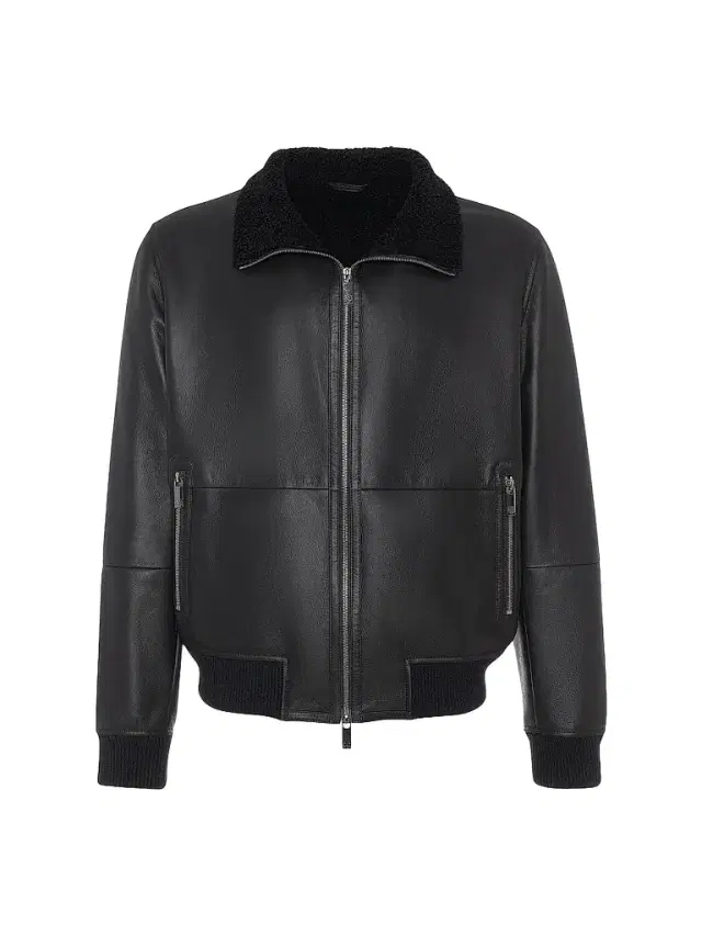 Gorski Men's Shearling Lamb Bomber Jacket - Black
