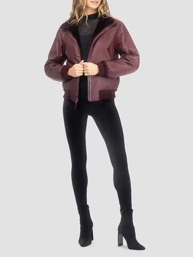 Gorski Women's Reversible Select Grooved Shearling Lamb Insignia Coat - Burgundy - Size XL | Thumbnail 6