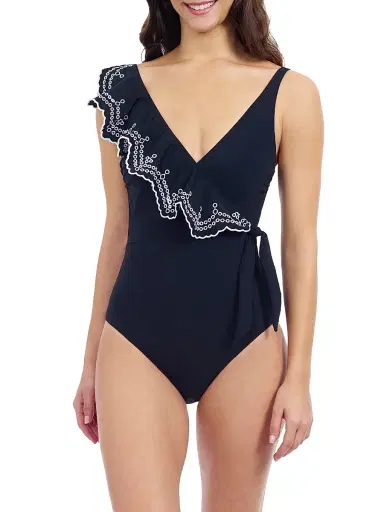 Gottex Swimwear Women's Lola Ruffled Tie-Waist Swimsuit - Black - Size 6 | Thumbnail 1 Gottex Swimwear Women's Lola Ruffled Tie-Waist Swimsuit - Black - Size 6 | Thumbnail 1