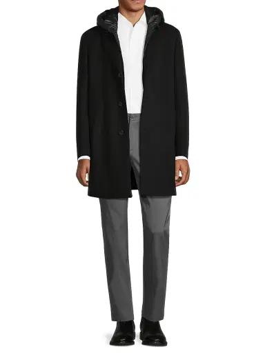 Cardinal Of Canada Men's Trenton Wool-Cashmere Puffer Hood Coat - Black | Thumbnail 2