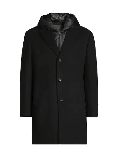 Cardinal Of Canada Men's Trenton Wool-Cashmere Puffer Hood Coat - Black | Thumbnail 1