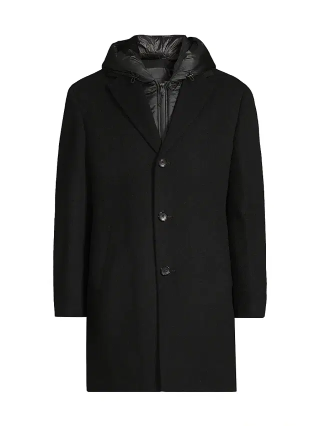 Cardinal Of Canada Men's Trenton Wool-Cashmere Puffer Hood Coat - Black