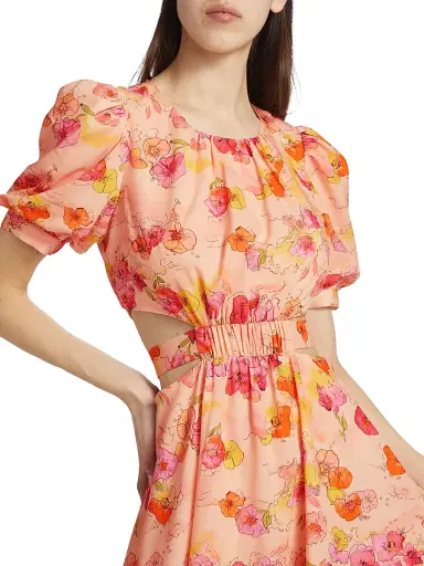 AMUR Women's Cole Cut-Out Floral Minidress - Flowers In Cloud | Thumbnail 6