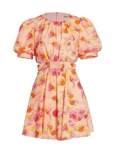 AMUR Women's Cole Cut-Out Floral Minidress - Flowers In Cloud | Thumbnail 1