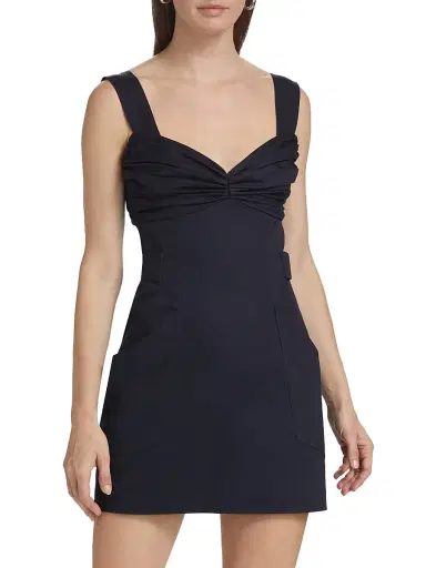 AMUR Women's Monika Cotton Twill Minidress - Navy Sapphire | Thumbnail 3