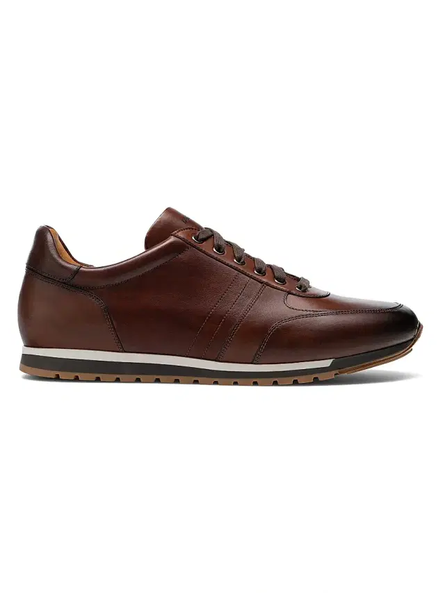 Magnanni Men's Ibiza Leather Low-Top Running Sneakers - Medium Brown