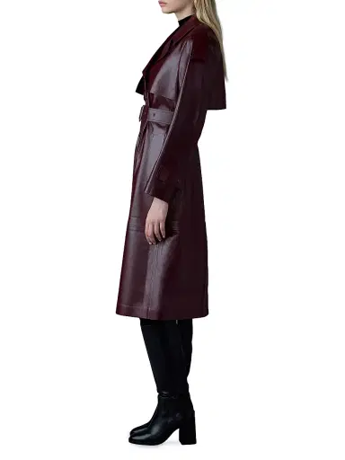 Mackage Women's Carmela Leather Belted Trench Coat - Garnet | Thumbnail 4