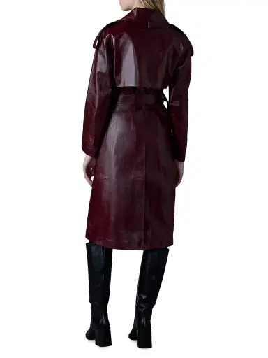 Mackage Women's Carmela Leather Belted Trench Coat - Garnet | Thumbnail 5