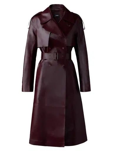 Mackage Women's Carmela Leather Belted Trench Coat - Garnet | Thumbnail 1