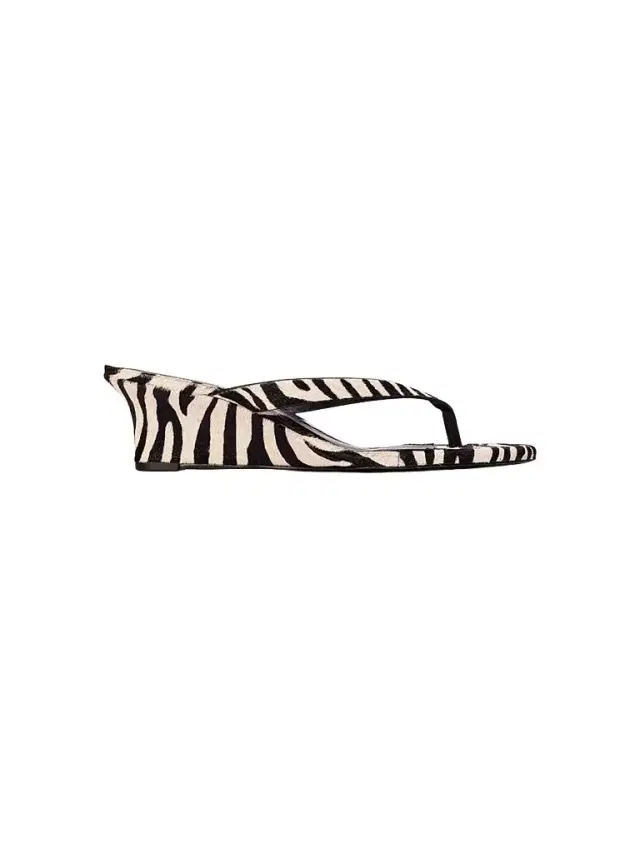Black Suede Studio Women's Easy 50MM Wedge Sandals - Zebra Pony Hair