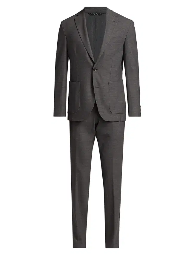Saks Fifth Avenue Men's Slim-Fit Wool Single-Breasted Suit - Gunmetal - Size 50