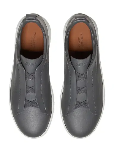 ZEGNA Men's Secondskin Triple Stitch Sneakers - Dark Grey | Thumbnail 3 ZEGNA Men's Secondskin Triple Stitch Sneakers - Dark Grey | Thumbnail 3