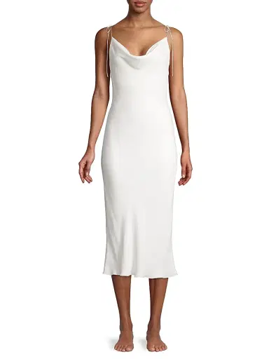 Kiki de Montparnasse Women's Tie Strap Midi Slip Dress - Ivory - Size 8 | Thumbnail 3
