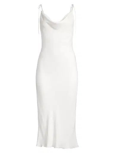 Kiki de Montparnasse Women's Tie Strap Midi Slip Dress - Ivory - Size 8 | Thumbnail 1