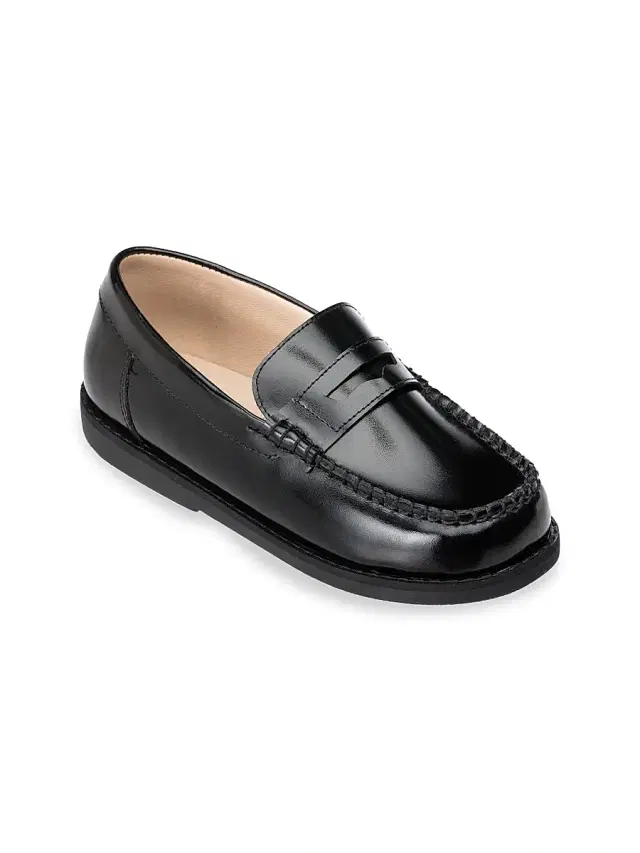 Kid's Scholar Leather Moccasins - Black 11.5 (Child)