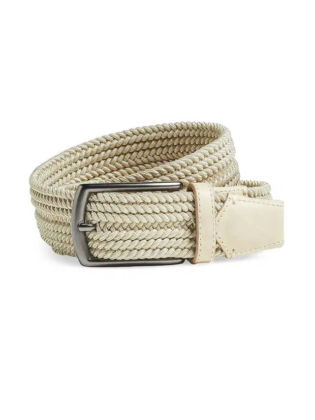 Zegna Men's Braided Rayon Belt - Light Beige