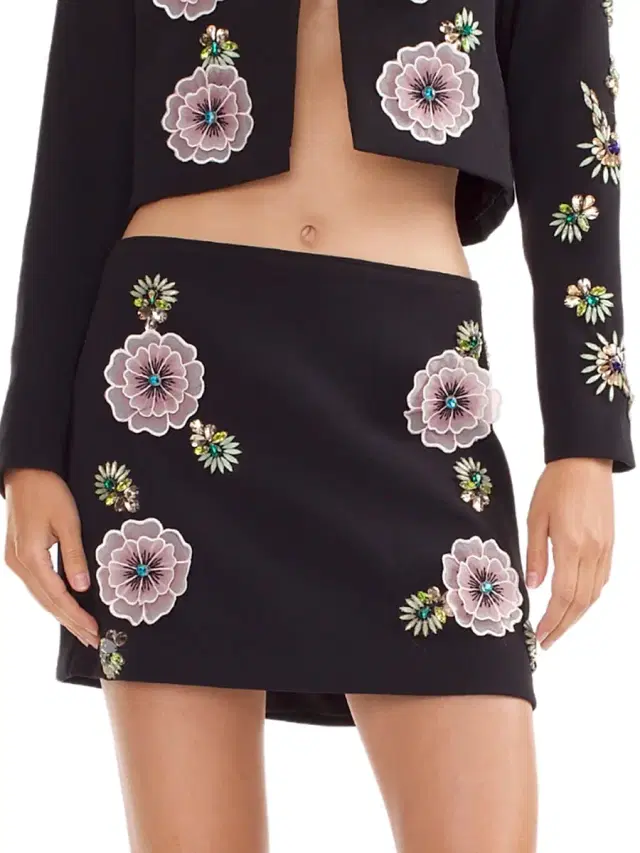 Cynthia Rowley Women's Embellished Miniskirt - Black