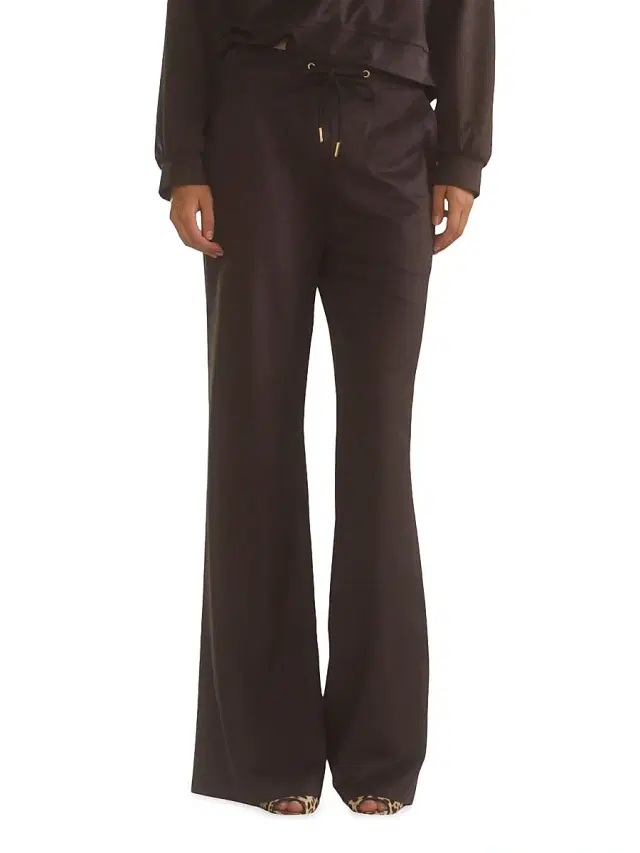 Cynthia Rowley Women's Faux Suede Wide-Leg Lounge Pants - Black