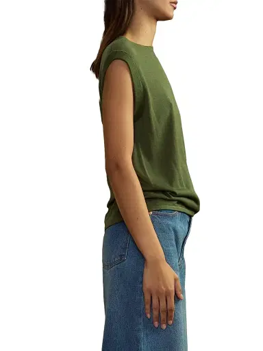 Cynthia Rowley Women's Knit Crewneck Top - Dark Green | Thumbnail 3