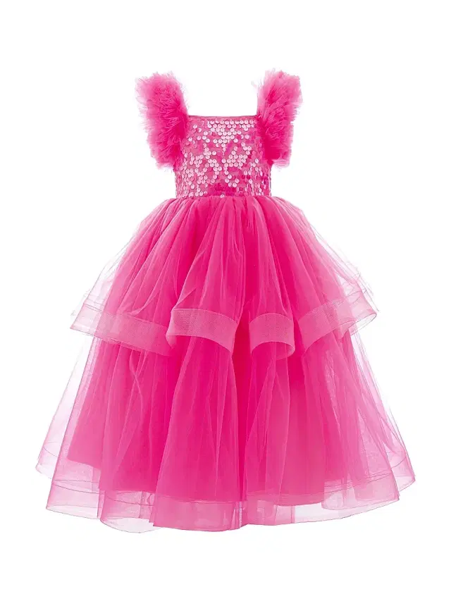Tulleen Little Girl's Peralta Dress - Fuchsia