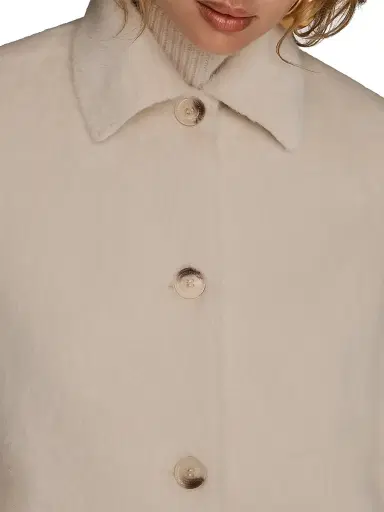 Donna Karan New York Women's Faux-Fur Single-Breasted Coat - Ivory - Size XL | Thumbnail 7