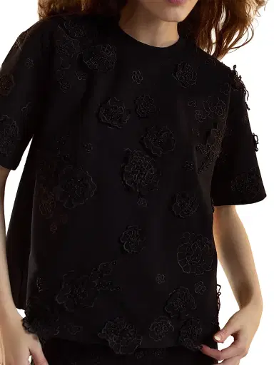 CYNTHIA ROWLEY Women's 3D Appliqué Floral Top | Thumbnail 4
