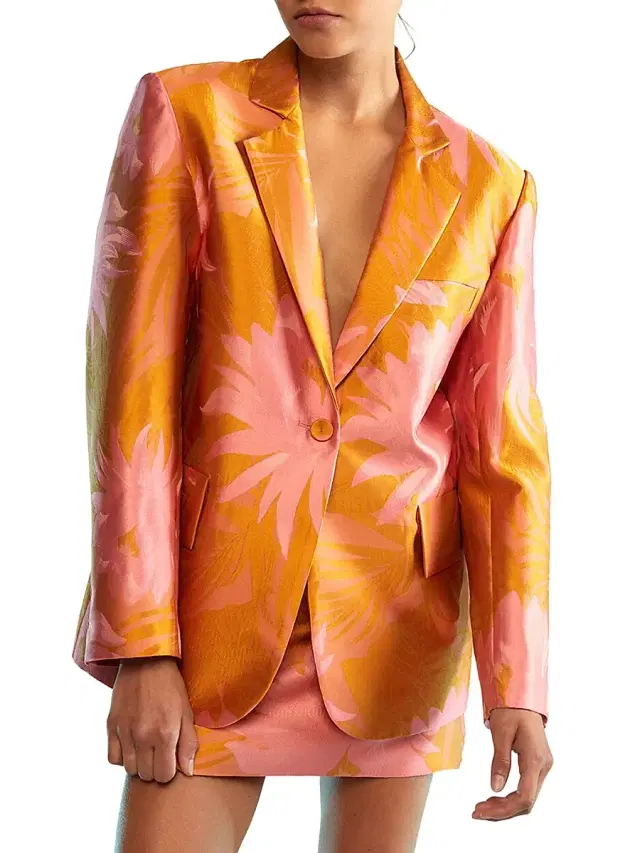 Cynthia Rowley Women's Harper Jacquard Two-Button Blazer - Sorbet