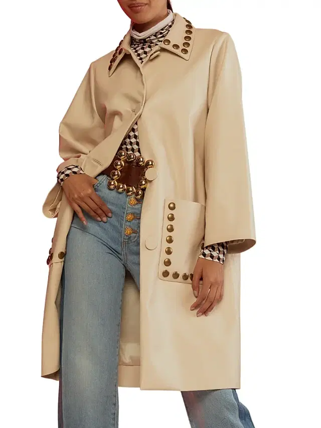 Cynthia Rowley Women's Studded Faux Leather Jacket - Cream
