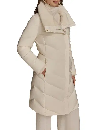 Donna Karan New York Women's Chevron Quilted Down Coat - Cream - Size XS | Thumbnail 3 Donna Karan New York Women's Chevron Quilted Down Coat - Cream - Size XS | Thumbnail 3