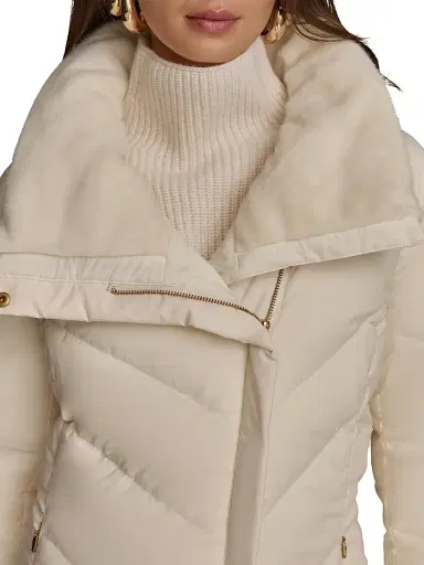 Donna Karan New York Women's Chevron Quilted Down Coat - Cream - Size XS | Thumbnail 9 Donna Karan New York Women's Chevron Quilted Down Coat - Cream - Size XS | Thumbnail 9