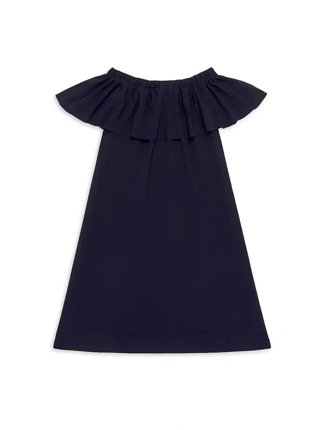 Un Deux Trois Girl's Ruffled Off-The-Shoulder Dress - Navy