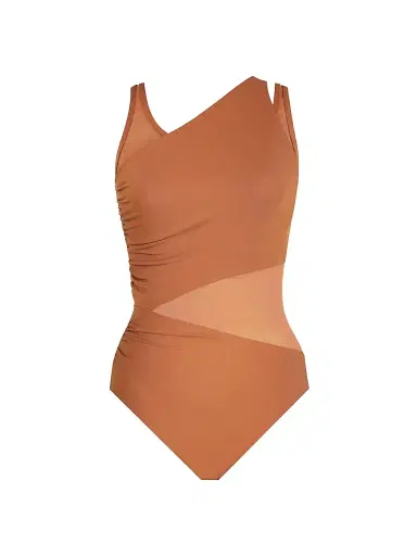 Miraclesuit Swim Women's Illusionist Azura One-Piece Illusionists Swimsuit - Scotch Brown - Size 14 | Thumbnail 1