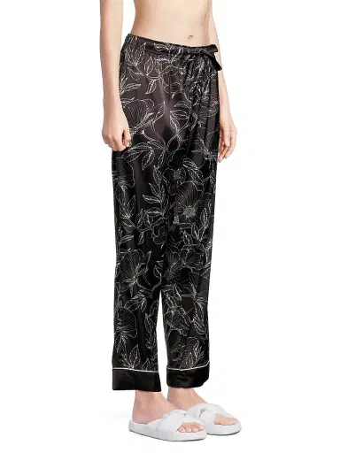 Averie Women's Leaf Print Long Pajama Set - Black - Size XS | Thumbnail 4 Averie Women's Leaf Print Long Pajama Set - Black - Size XS | Thumbnail 4
