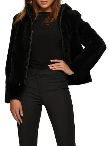 Gorski Women's Shearling Lamb Parka Reversible to Taffeta - Black - Size Large | Thumbnail 2 Gorski Women's Shearling Lamb Parka Reversible to Taffeta - Black - Size Large | Thumbnail 2