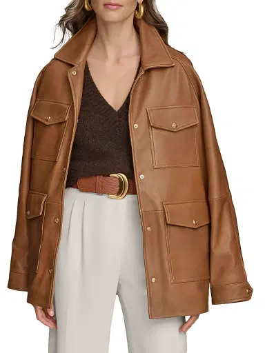 Donna Karan New York Women's Leather Field Jacket | Thumbnail 3 Donna Karan New York Women's Leather Field Jacket | Thumbnail 3
