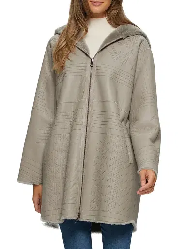 Gorski Women's Reversible Select Shearling Lamb Parka - Light Grey - Size Medium | Thumbnail 5 Gorski Women's Reversible Select Shearling Lamb Parka - Light Grey - Size Medium | Thumbnail 5