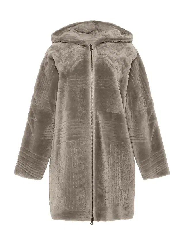 Gorski Women's Reversible Select Shearling Lamb Parka - Light Grey
